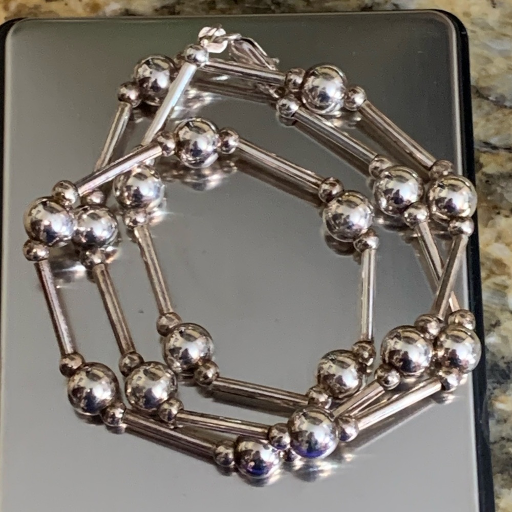 Vintage Sterling Silver 925 Bar Link 18” Necklace